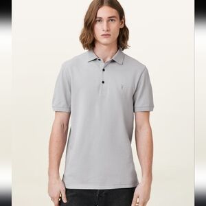 All Saints Men's Reform Light Gray Polo shirt Large,